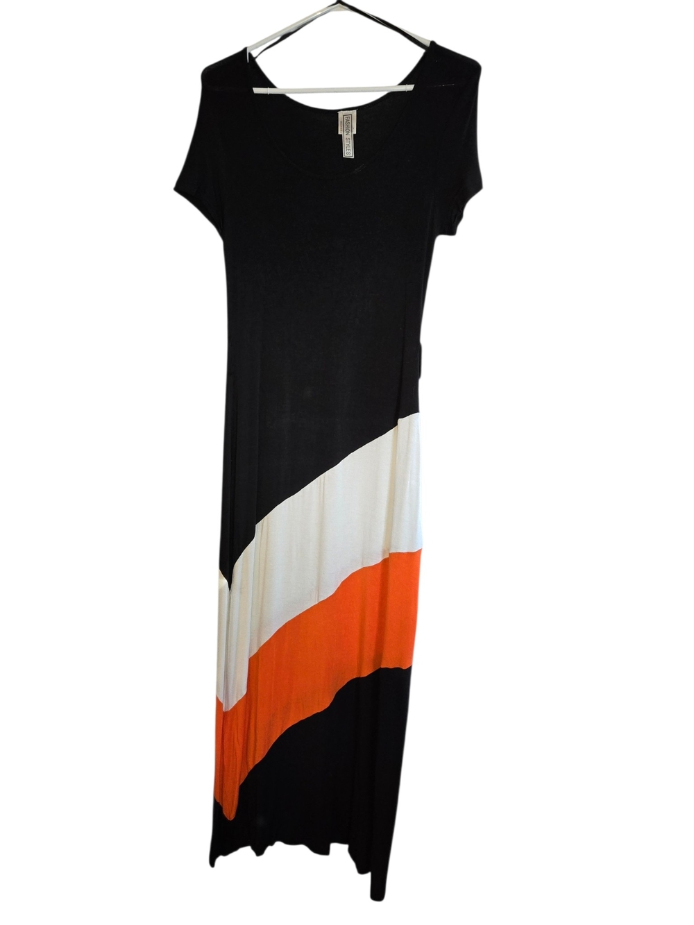 Women’s Colorblock Maxi Dress - Black, White & Orange